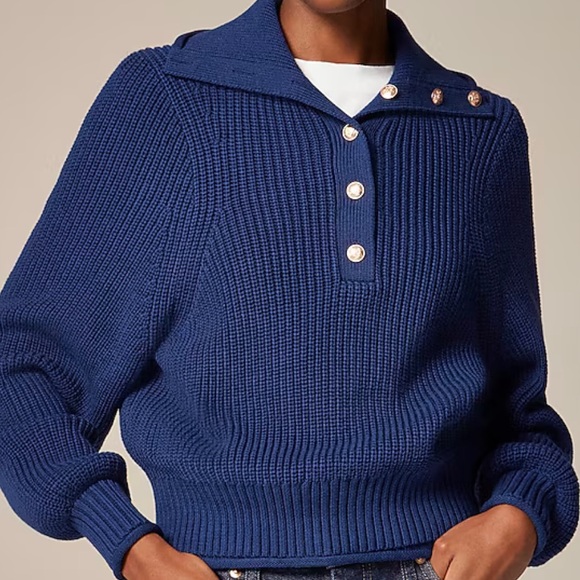 J. Crew | Ribbed cotton button-collar sweater - Picture 1 of 4